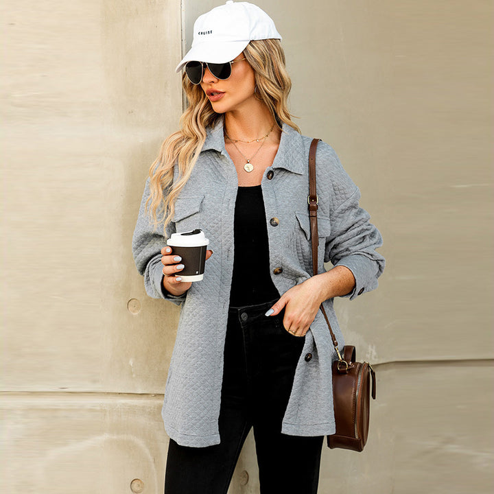 Damen lässige Jacke mit strukturiertem Design und praktischen Taschen Drune
