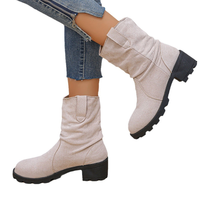 Damen Modische Stiefeletten mit gefüttertem Kragen und robustem Profil Drune