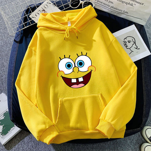 Damen nan Kapuzenpullover mit verspieltem Monstergesicht, Bandagen-Applikation und Kängurutasche Drune