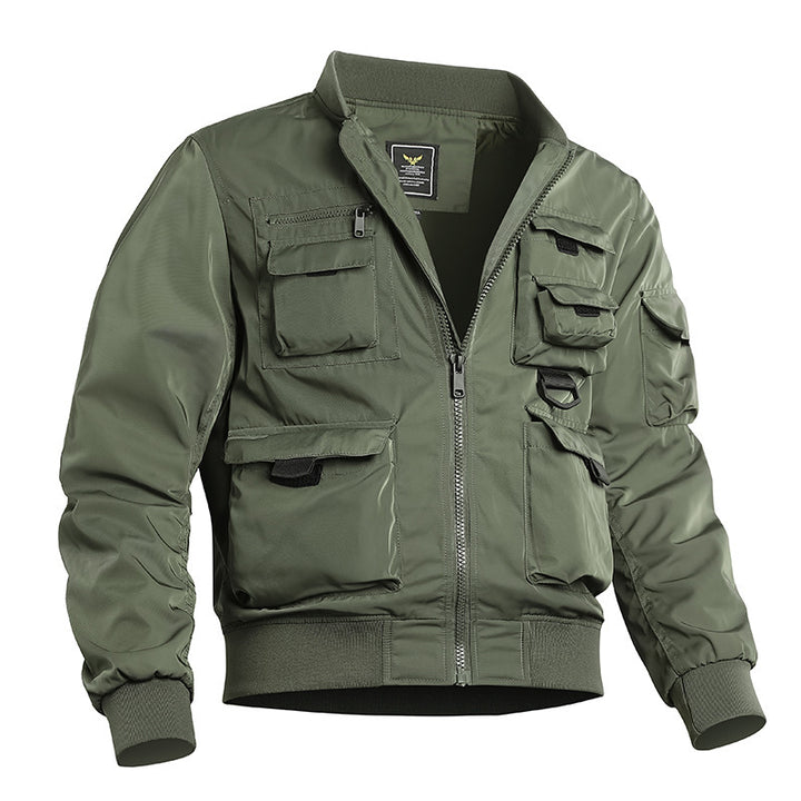 Herren Taktische Bomberjacke im Field‑Look mit modularen Außenfächern und elastischem Saum Drune