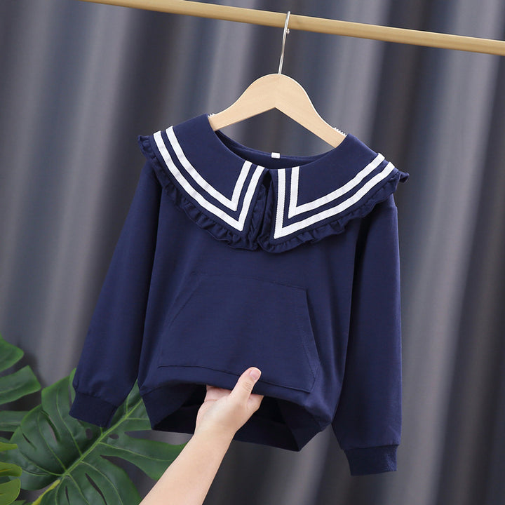 Mädchen Kapuzenpullover mit maritimem Kragen Drune
