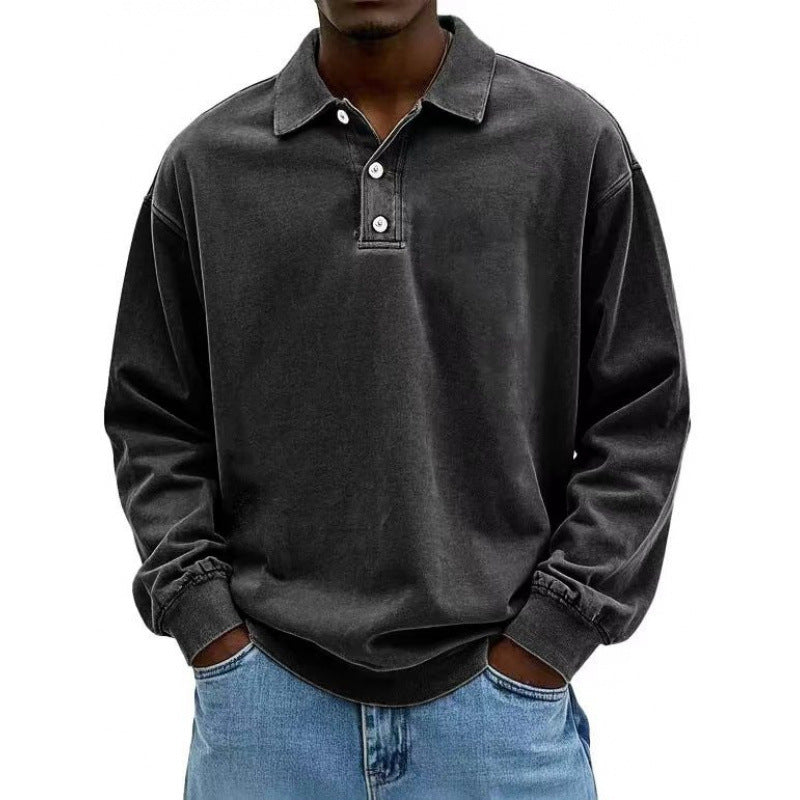 Herren Oversize Langarm Polo aus Baumwollmix Drune