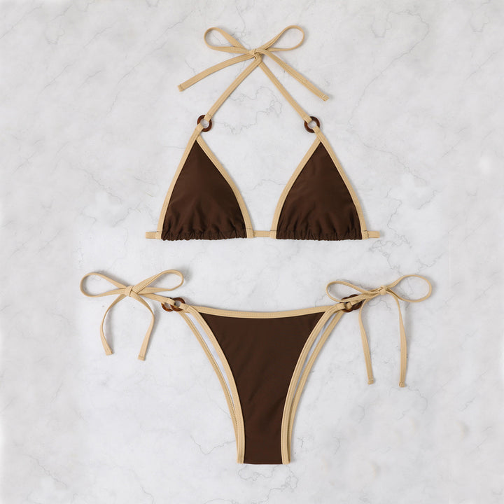 Damen Triangel-Bikini mit verstellbaren Trägern und Ringdetails Drune