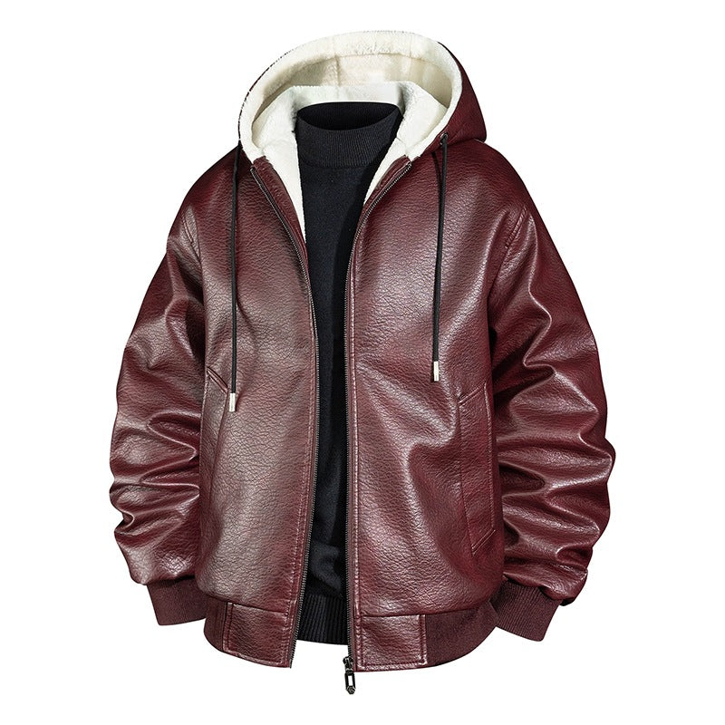 Herren Coole Kunstlederjacke mit kuscheliger Innenausstattung Drune