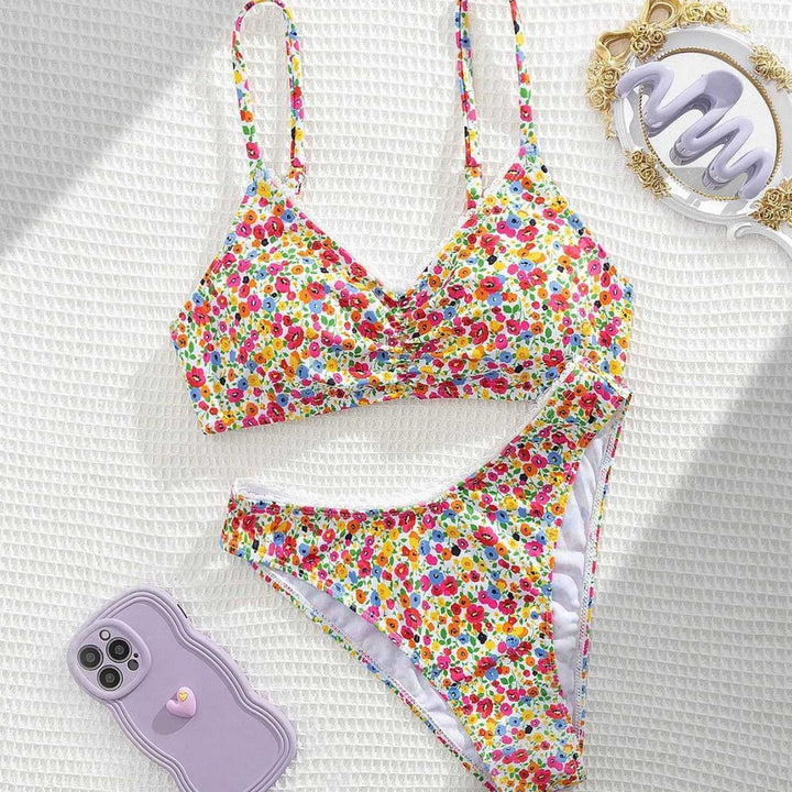 Damen Triangel-Bikini mit floralem Muster und feinen Details Drune