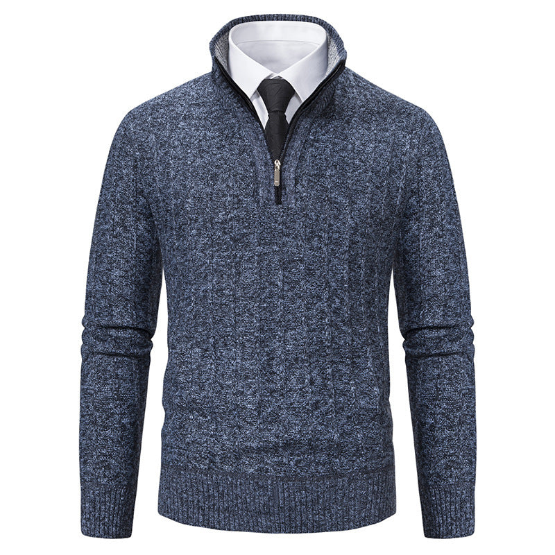 Herren modischer Strickpullover mit Reißverschluss und hohem Kragen Drune