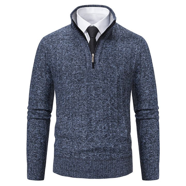 Herren modischer Strickpullover mit Reißverschluss und hohem Kragen Drune