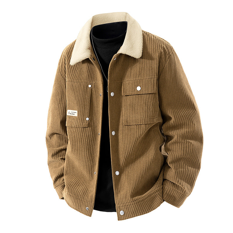 Damen Lässige Cordjacke mit Taschen Drune