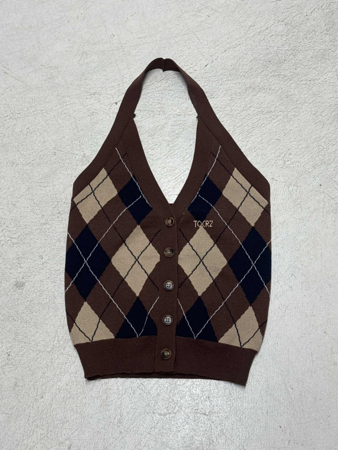 Damen Strickweste mit V-Ausschnitt und klassischem Rautenmuster Drune