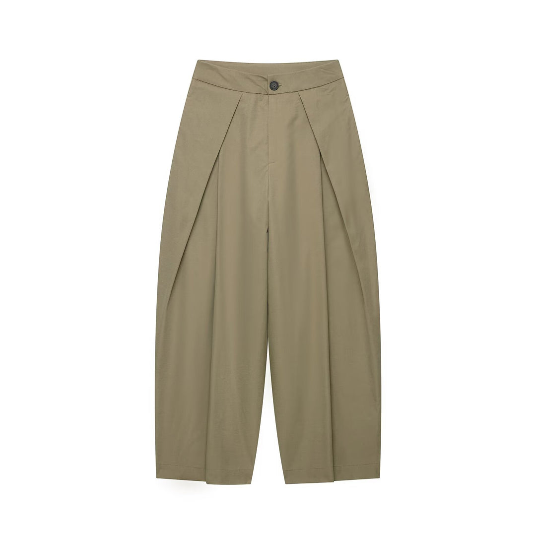 Damen Zweiteiler Kurzcape-Jacke mit Stehkragen und hochtaillierter Plissee-Culotte Drune