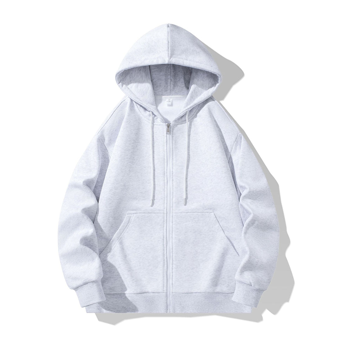 Unisex Oversize Kapuzen-Sweatjacke mit durchgehendem Reißverschluss, Kängurutaschen und gerippten Bündchen Drune