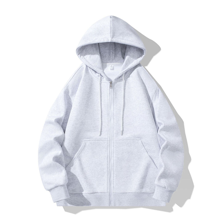 Unisex Oversize Kapuzen-Sweatjacke mit durchgehendem Reißverschluss, Kängurutaschen und gerippten Bündchen Drune