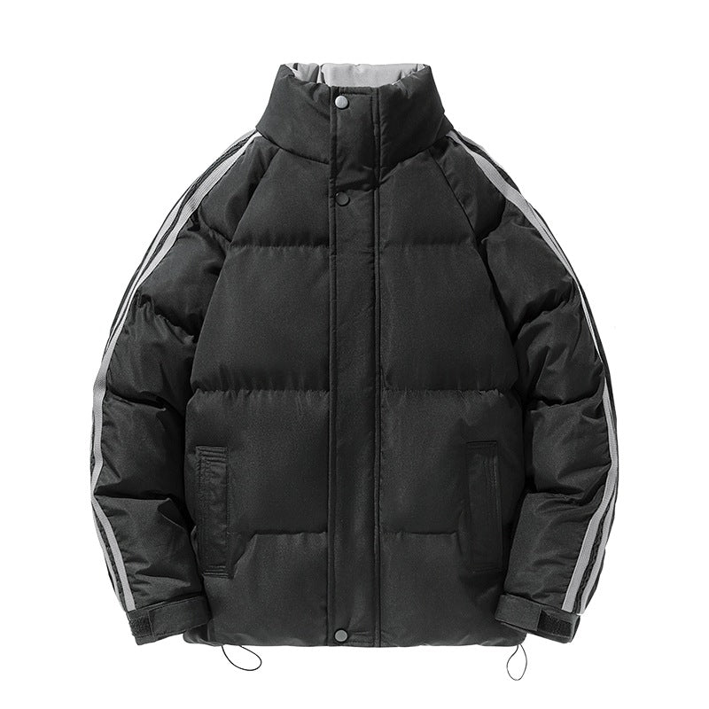 Herren sportlicher Stepp-Winterblouson mit hohem Stehkragen, Ärmelstreifen und verstellbarem Saum Drune