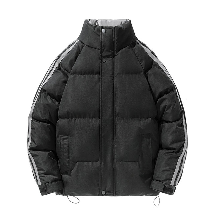 Herren sportlicher Stepp-Winterblouson mit hohem Stehkragen, Ärmelstreifen und verstellbarem Saum Drune