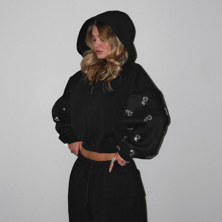 Damen sportlicher Sweat-Hoodie mit trendigen Puffärmeln Drune