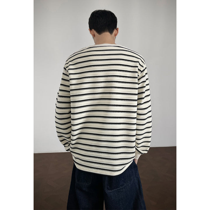 Herren Lässiges gestreiftes Langarm-Shirt Drune