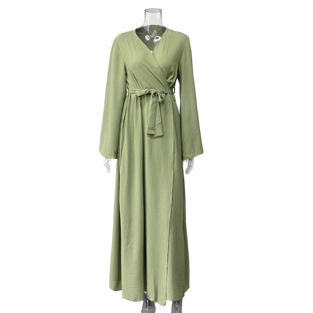 Damen Wickelkleid mit weitem Schnitt und Taillengürtel Drune