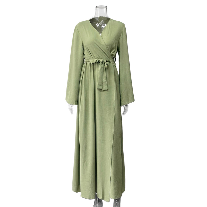 Damen Wickelkleid mit weitem Schnitt und Taillengürtel Drune