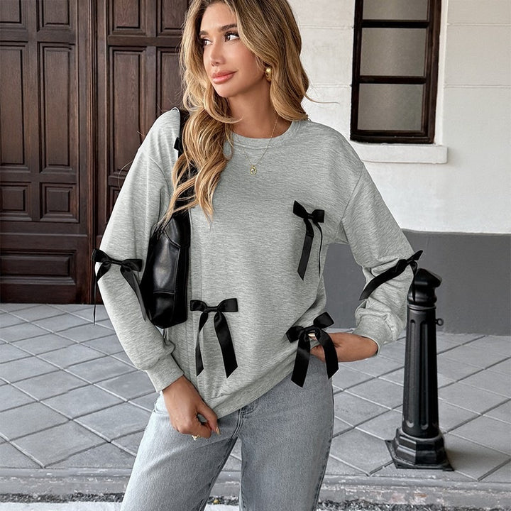 Damen Bequemer Sweatshirt mit Schleifen-Design Drune