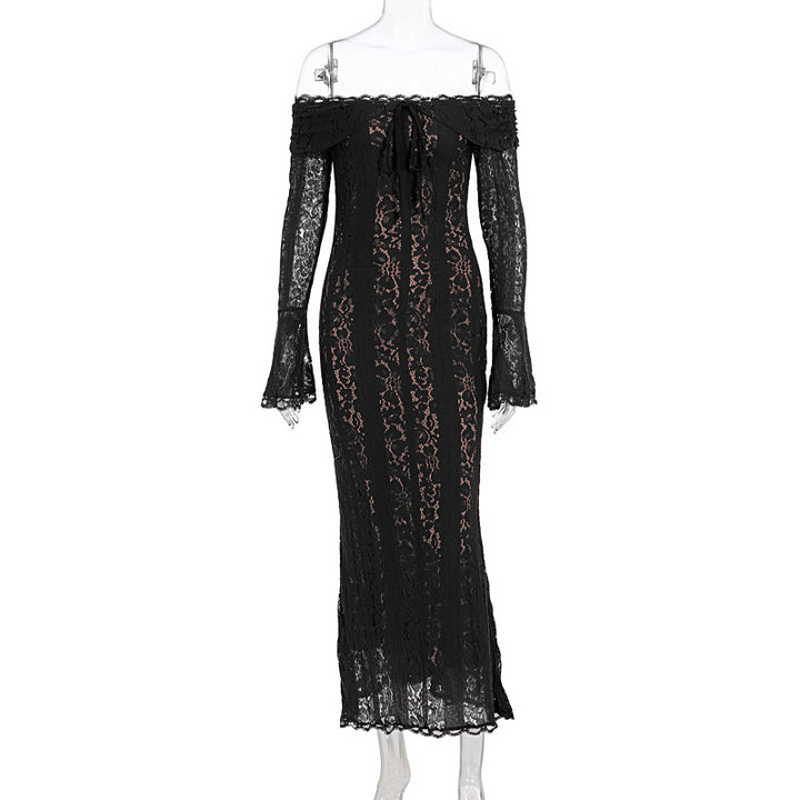 Damen Elegantes Spitzenkleid im figurbetonten Schnitt mit Off-Shoulder Design Drune