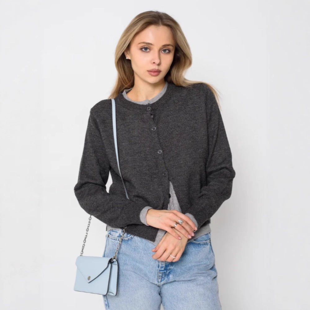 Damen Eleganter Cardigan mit Knopfdetails Drune