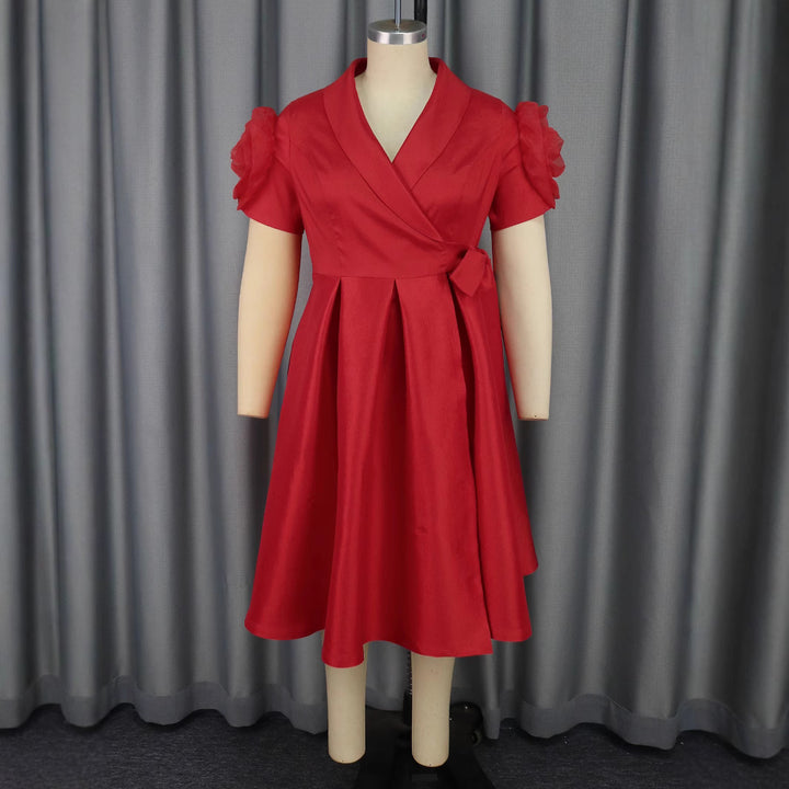 Damen Wickelkleid mit voluminösen Puffärmeln Drune