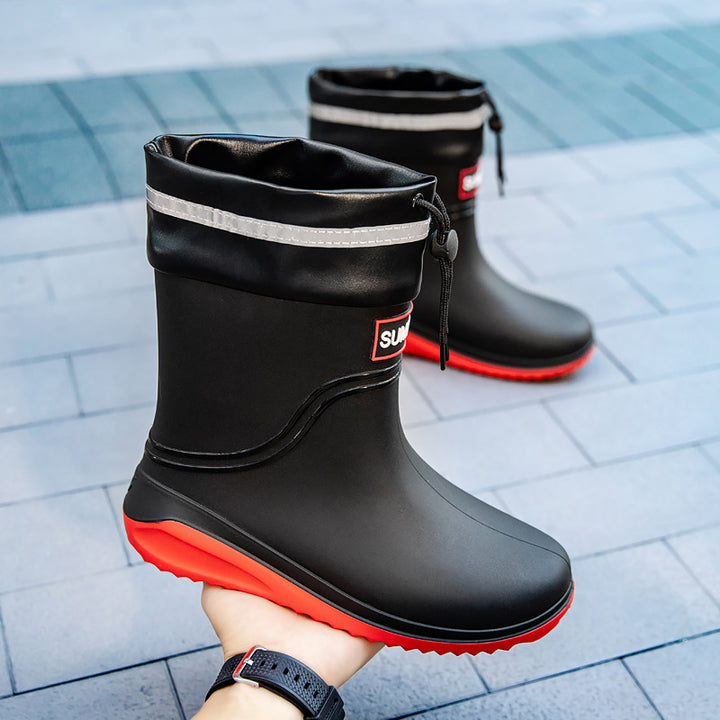 Damen Kurzschaftige Regenstiefeletten mit verstellbarem Zugband und reflektierendem Saum Drune