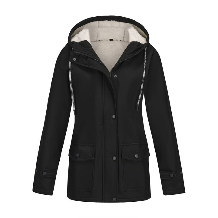 Damen nan wasserabweisender Parka mit Teddyfutter verstellbarer Kapuze und aufgesetzten Taschen Drune