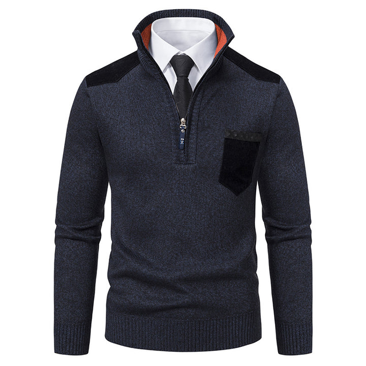 Herren modischer Pullover mit Stehkragen und praktischem Reißverschluss Drune