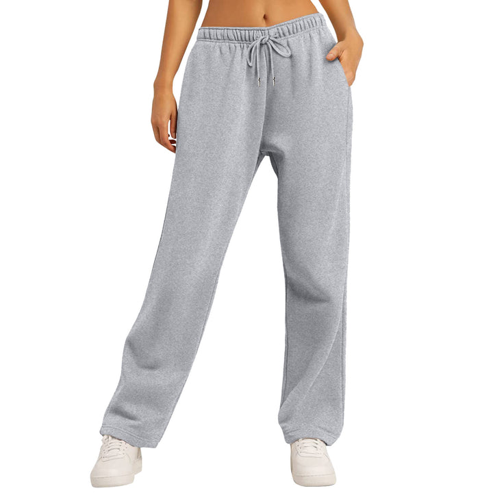 Damen nan weite High‑Waist Loungewear‑Jogginghose mit elastischem Bund Kordelzug und Seitentaschen Drune