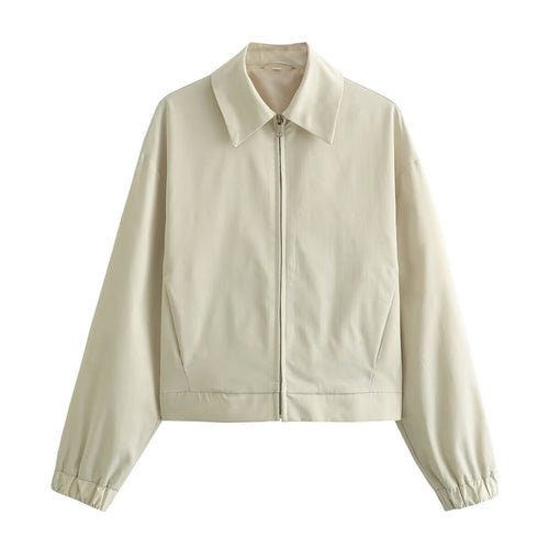 Damen nan leichte Oversize-Blousonjacke mit durchgehendem Reißverschluss, Hemdkragen und elastischen Ärmelbündchen Drune