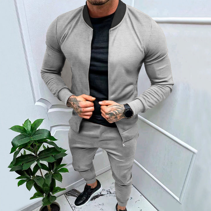 Herren nan sportlicher Freizeit-Trainingsanzug mit taillierter Bomberjacke und konisch zulaufender Jogginghose aus elastischer Baumwollmischung Drune