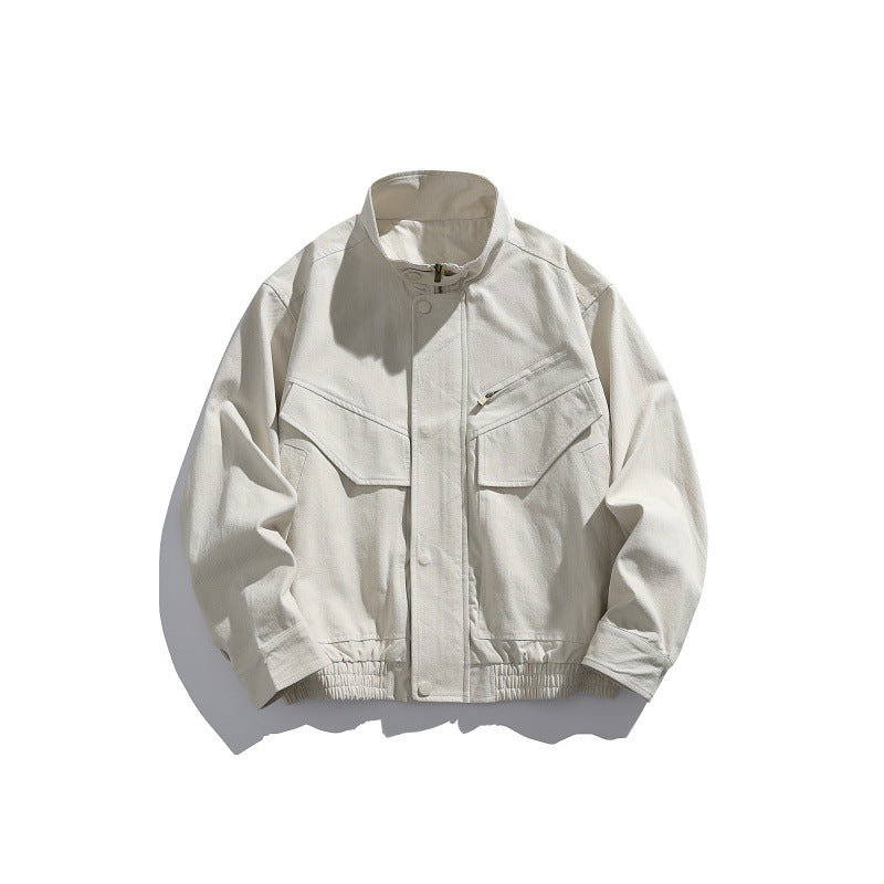 Herren Oversized Canvas-Fieldblouson mit Utility‑Taschen und Stehkragen Drune