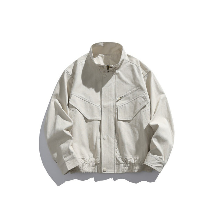Herren Oversized Canvas-Fieldblouson mit Utility‑Taschen und Stehkragen Drune