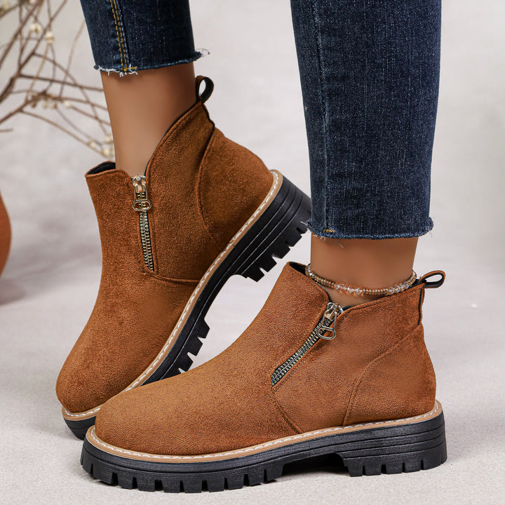 Damen Stylische Ankle Boots mit Reißverschluss Drune