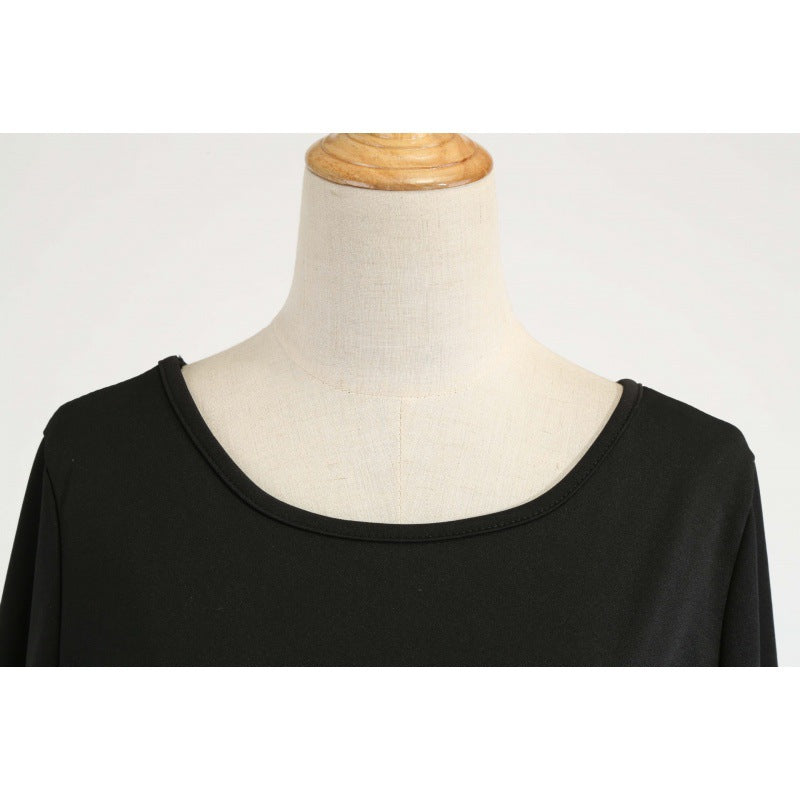 Damen Festliches Swingkleid mit Nikolausprint, tailliertem Satinband und gekreuztem Rückendetail Drune
