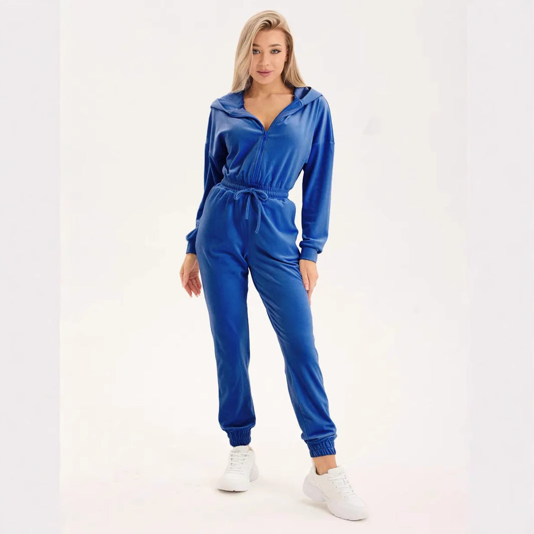 Damen stylischer Kapuzen-Jumpsuit Drune
