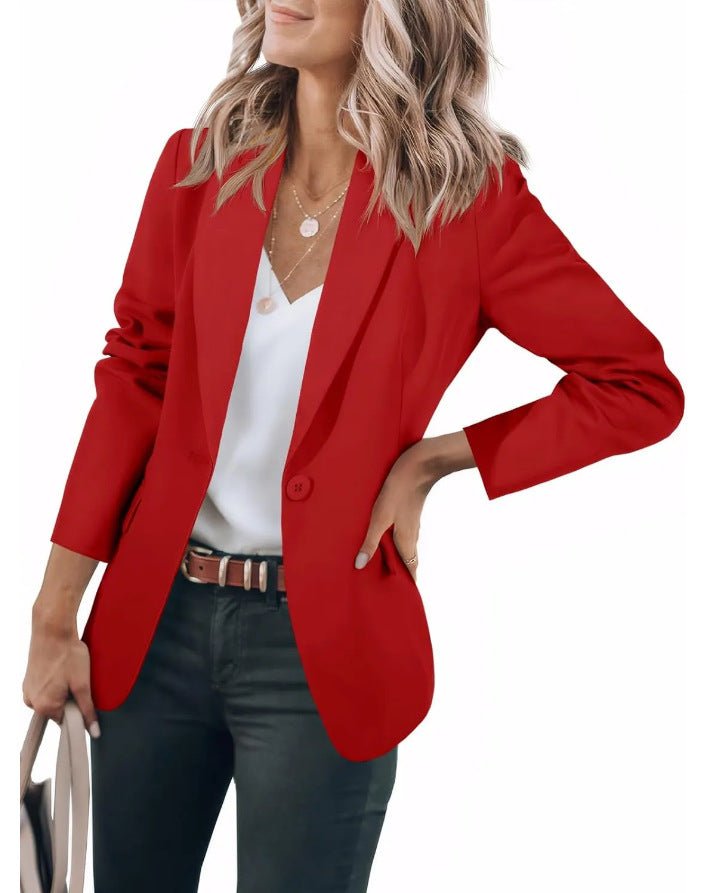 Damen lässiger Blazer mit elegantem Schnitt und praktischen Taschen Drune