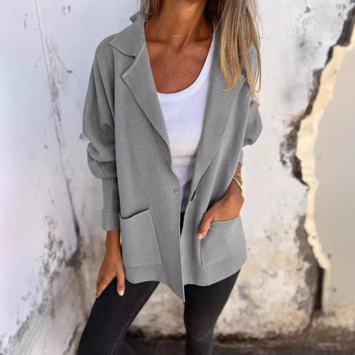 Damen Oversized Blazer mit lässiger Taschenstruktur und weichem Material Drune