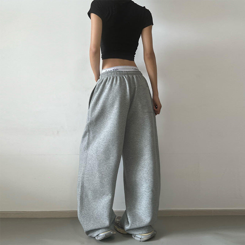 Damen Extraweite High‑Waist Sweathose aus Baumwollmix mit Tunnelzug Drune