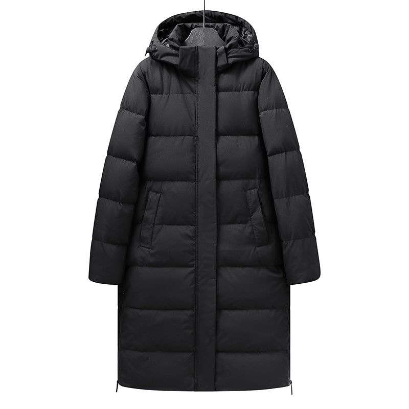 Damen Langer minimalistischer Steppmantel mit konturierter Kapuze und ultraleichter Thermofüllung Drune