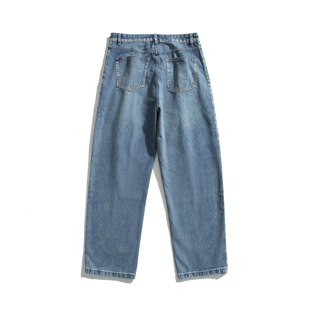 Damen High‑Waist Jeanshose mit Bundfalten, weitem Bein und Vintage‑Waschung Drune