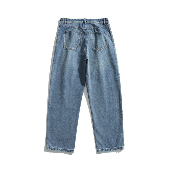 Damen High‑Waist Jeanshose mit Bundfalten, weitem Bein und Vintage‑Waschung Drune