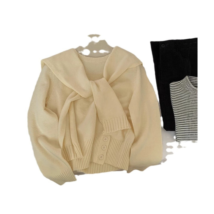 Damen eleganter pullover mit abnehmbarem Kragen Drune