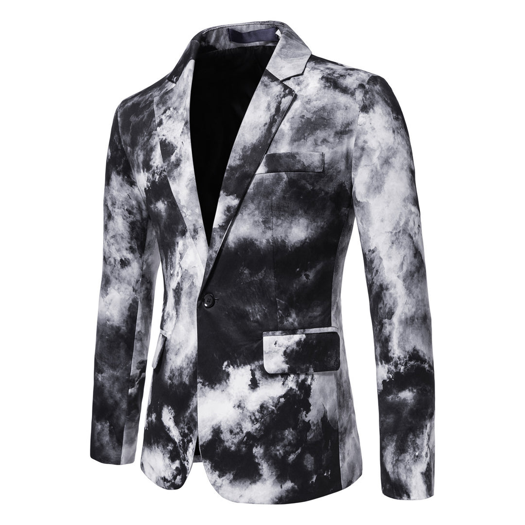 Herren Slim-Fit Sakko mit Aquarell-Print und Ein-Knopf-Verschluss Drune