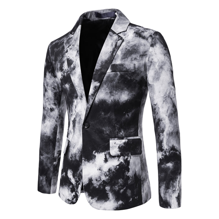 Herren Slim-Fit Sakko mit Aquarell-Print und Ein-Knopf-Verschluss Drune