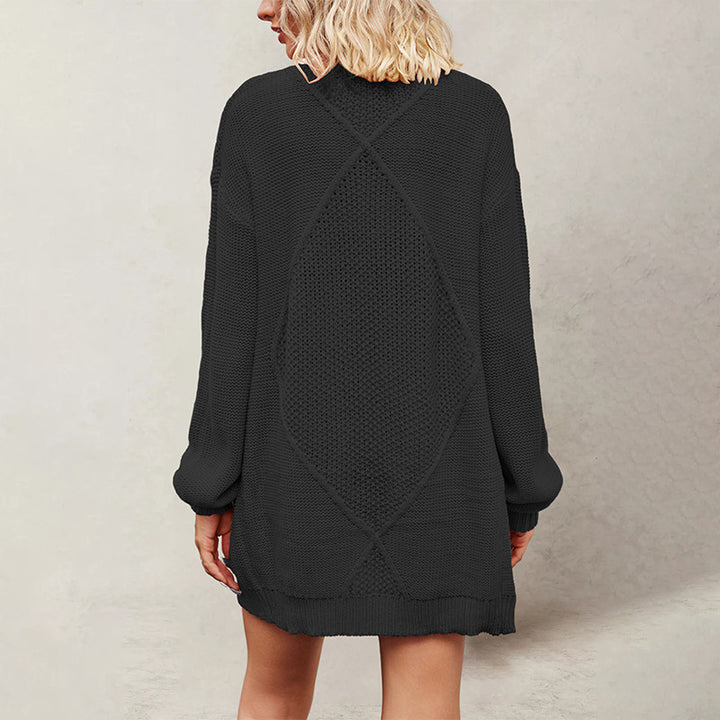 Damen Komfortable Strickjacke mit Taschen und Kabelmuster Drune