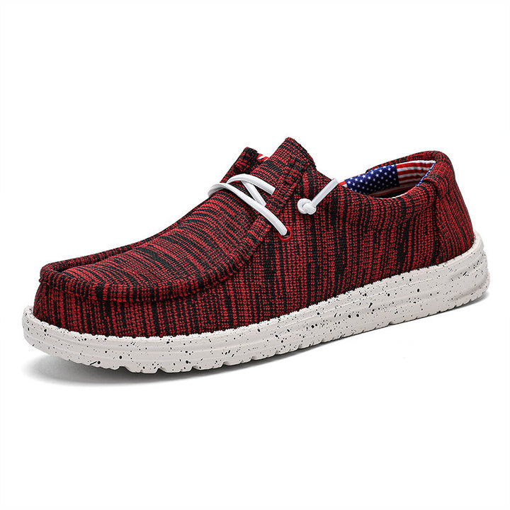 Herren Legerer Canvas-Mokassin-Slipper mit geflochtener Schnürung und gefleckter EVA-Sohle Drune