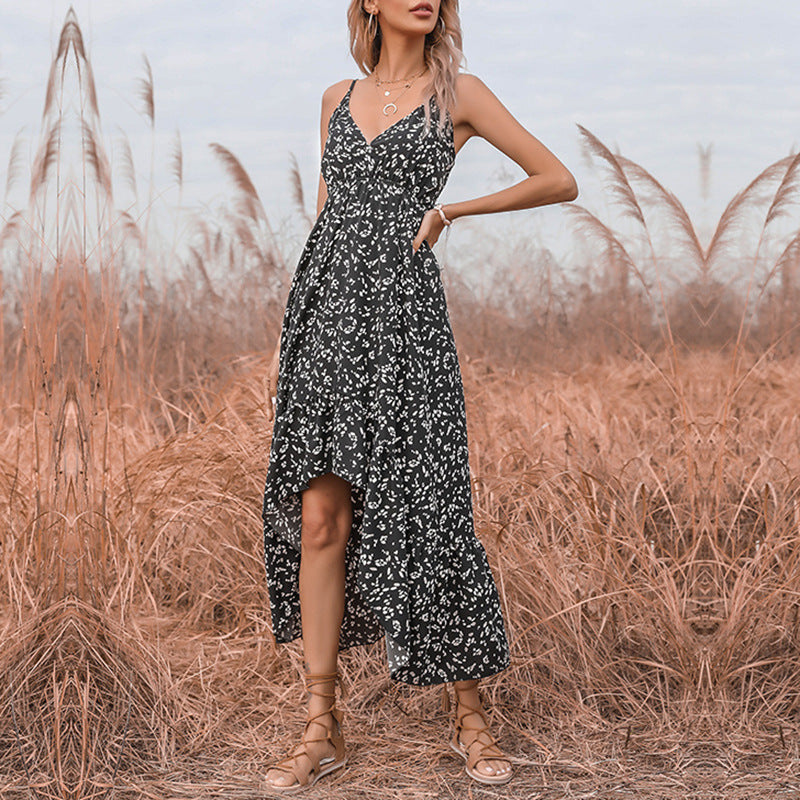 Damen Maxikleid mit luftigen Rüschen und hochwertigem Blumenmuster Drune