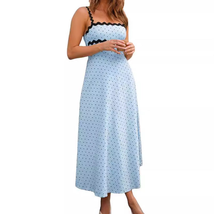 Damen Maxikleid mit Spitze und verspieltem Polka-Dot-Muster Drune